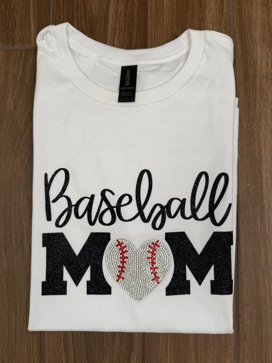 Customized Sports Mom Glitter Tee