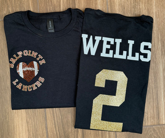Custom Sports Mom Glitter Tee (School Spirit)